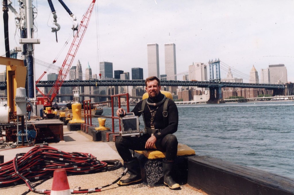 John Chatterton At work in front of  Twin Towers, NYC 911